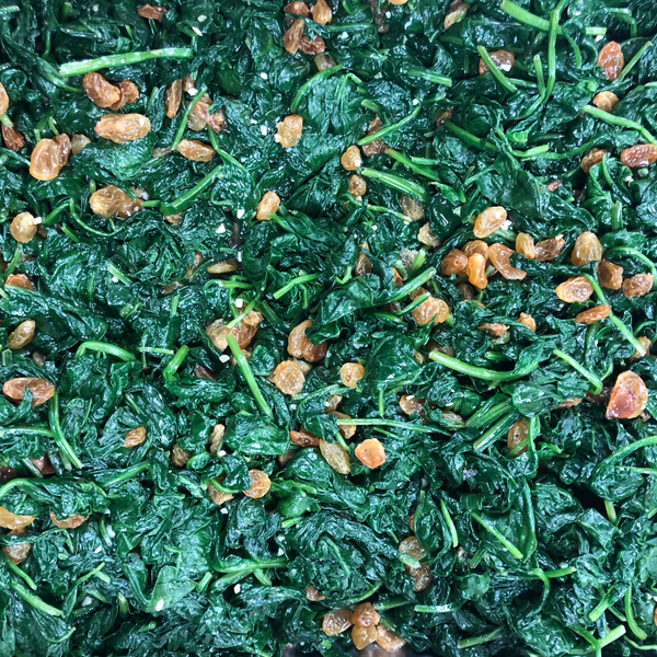 Sautéed Spinach with Pine Nuts & Golden Raisins